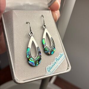 Brand new never worn Glacier Pearle tear drop pierced earrings!!
